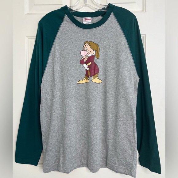 Disney Grumpy Dwarf Graphic Baseball Tee S Grey / Green - Picture 4 of 9